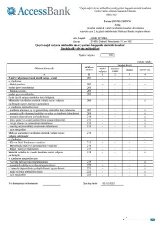 Download Azerbaijan Access bank (azerbaijani) statement word